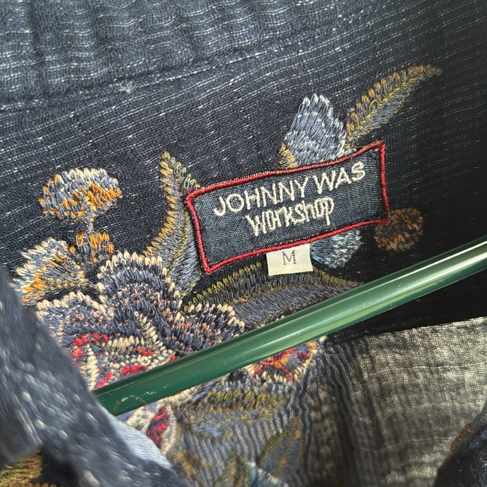 Johnny Was Workshop Button Down Blue Blouse - image 3